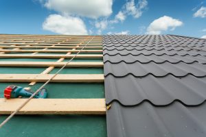 metal roof under construction