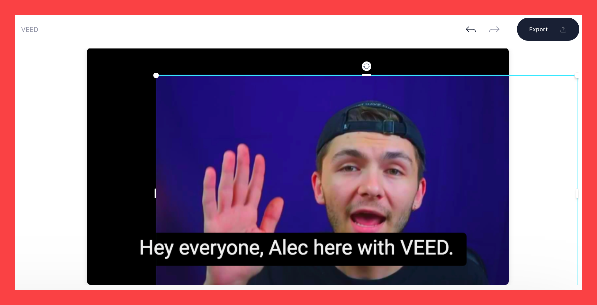 video frame inside of VEED's online video editor
