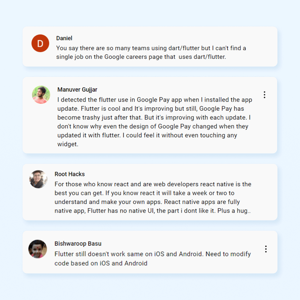 Real people comments about Flutter