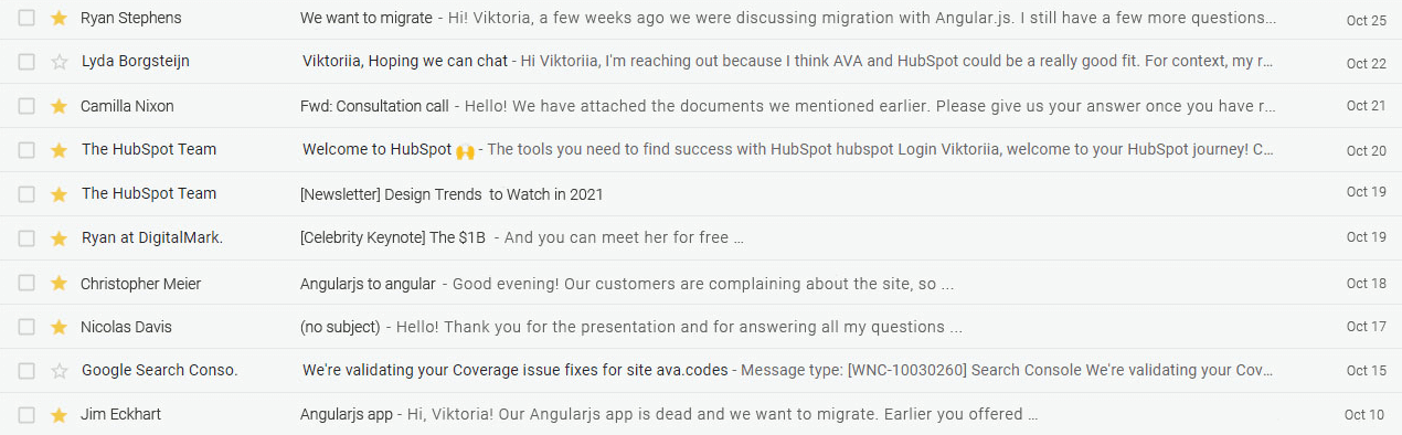Is AngularJS dead? Gmail screenshot