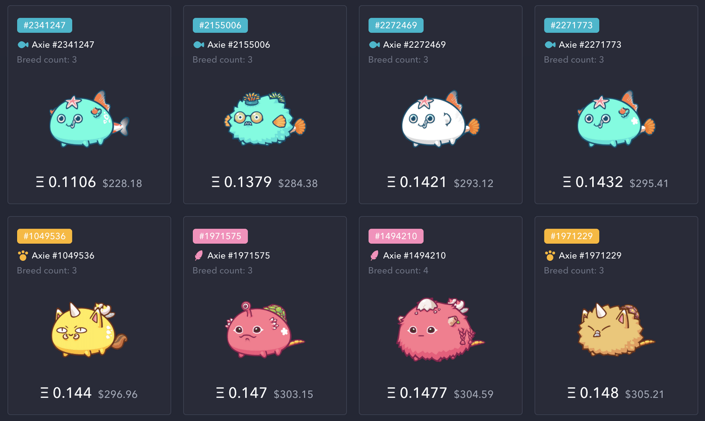 Axie Infinity marketplace