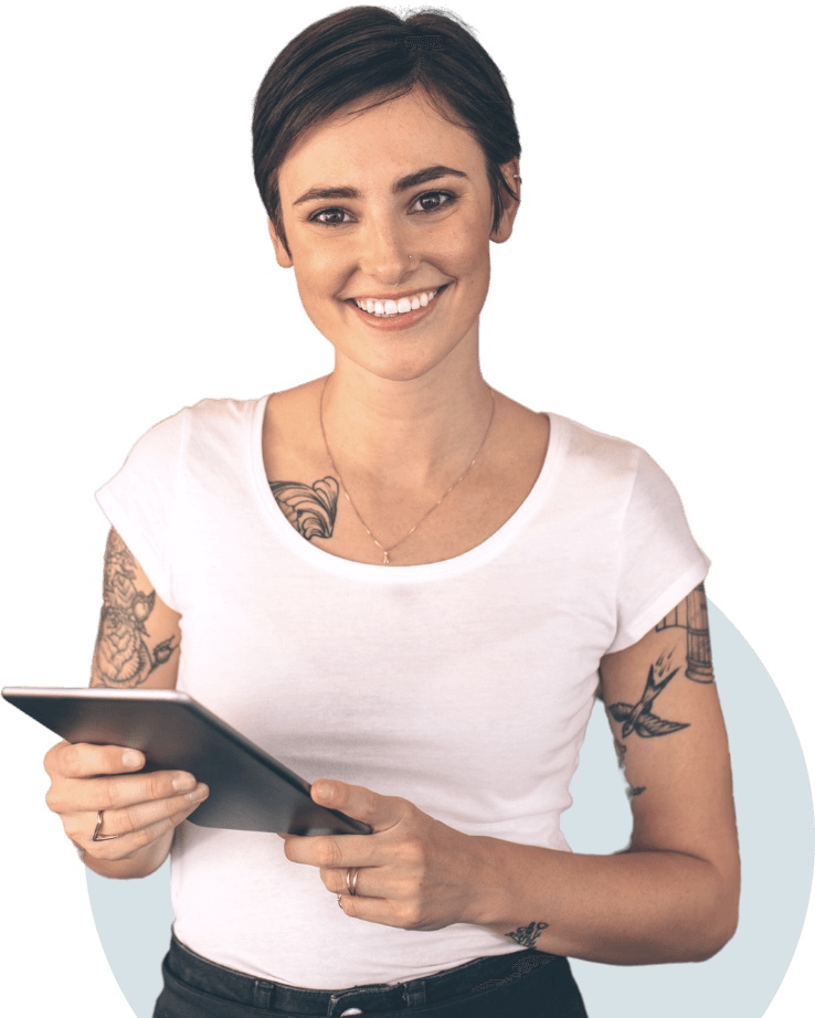 women holding tablet