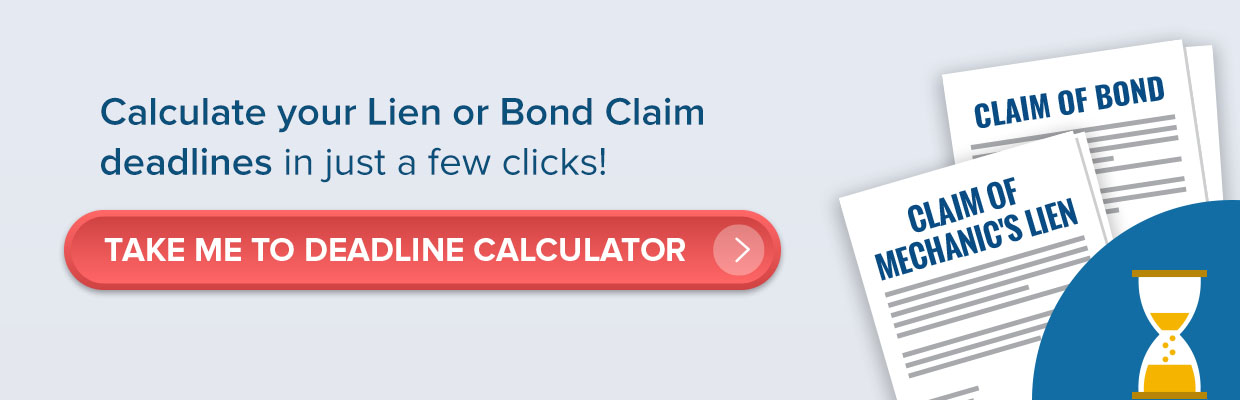 lien or bond claim deadlines