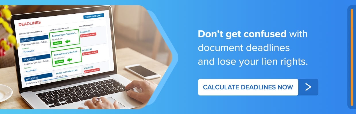 construction document deadlines and lien rights
