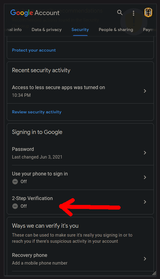 Signing in to Google: 2-step Verification