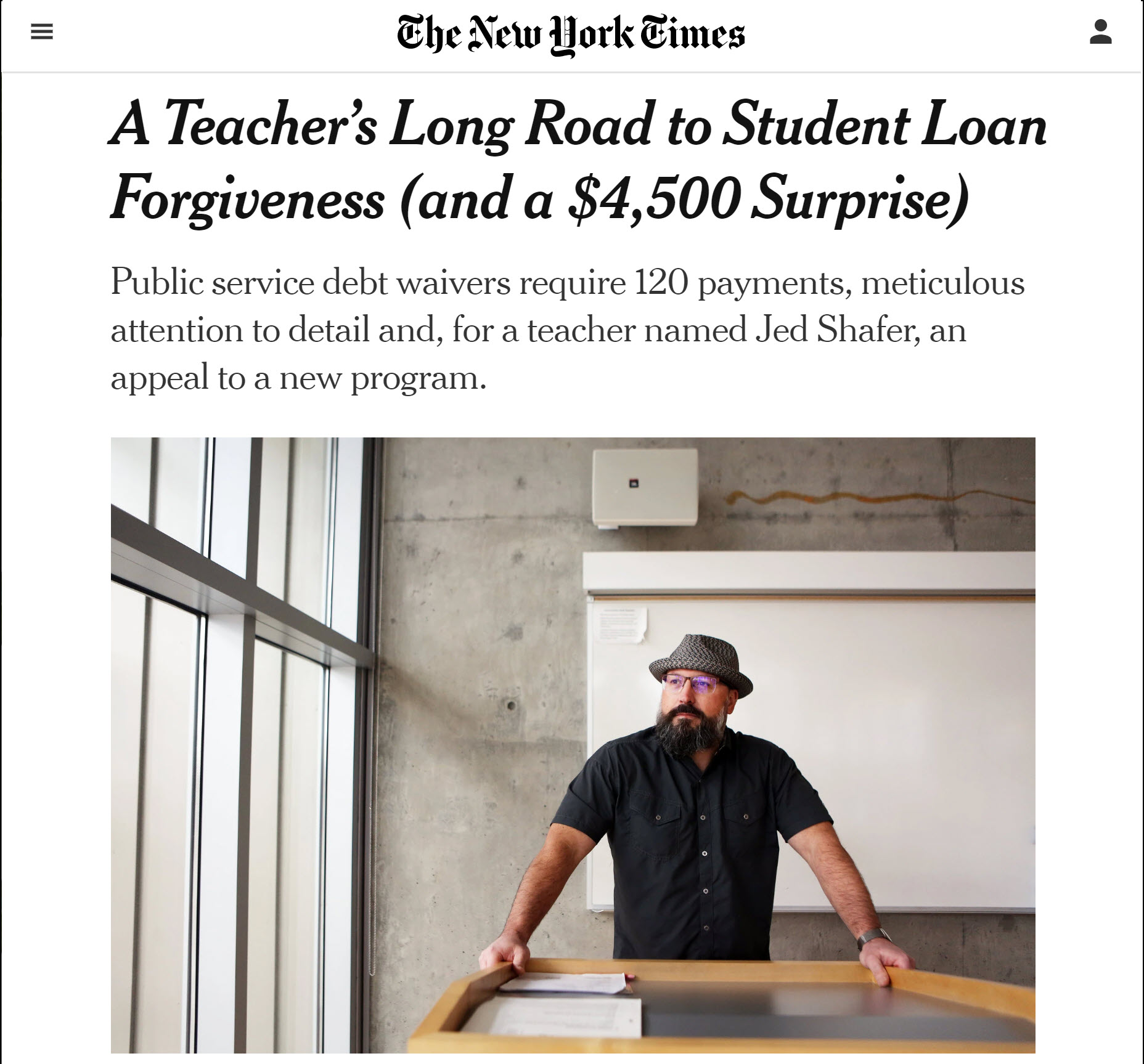 Male teacher who got Public Service Loan Forgiveness