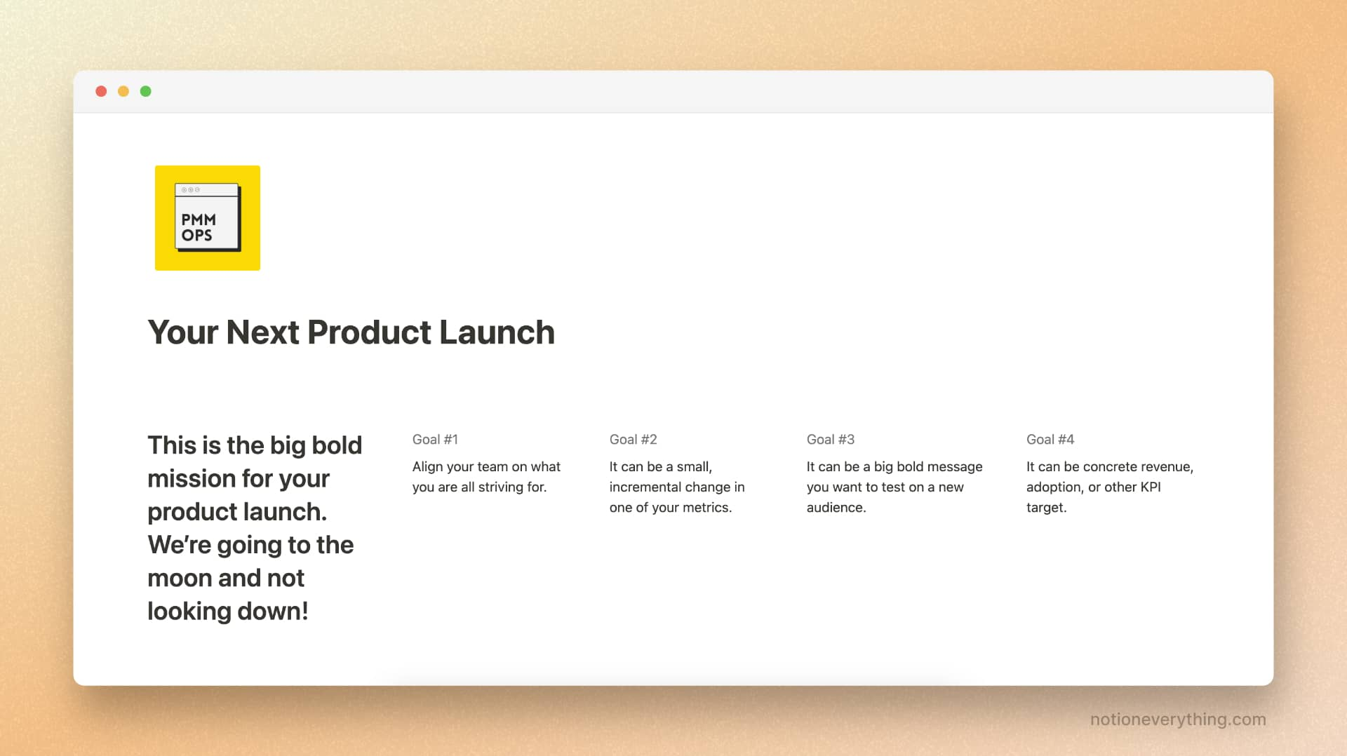 Your next product launch Notion template