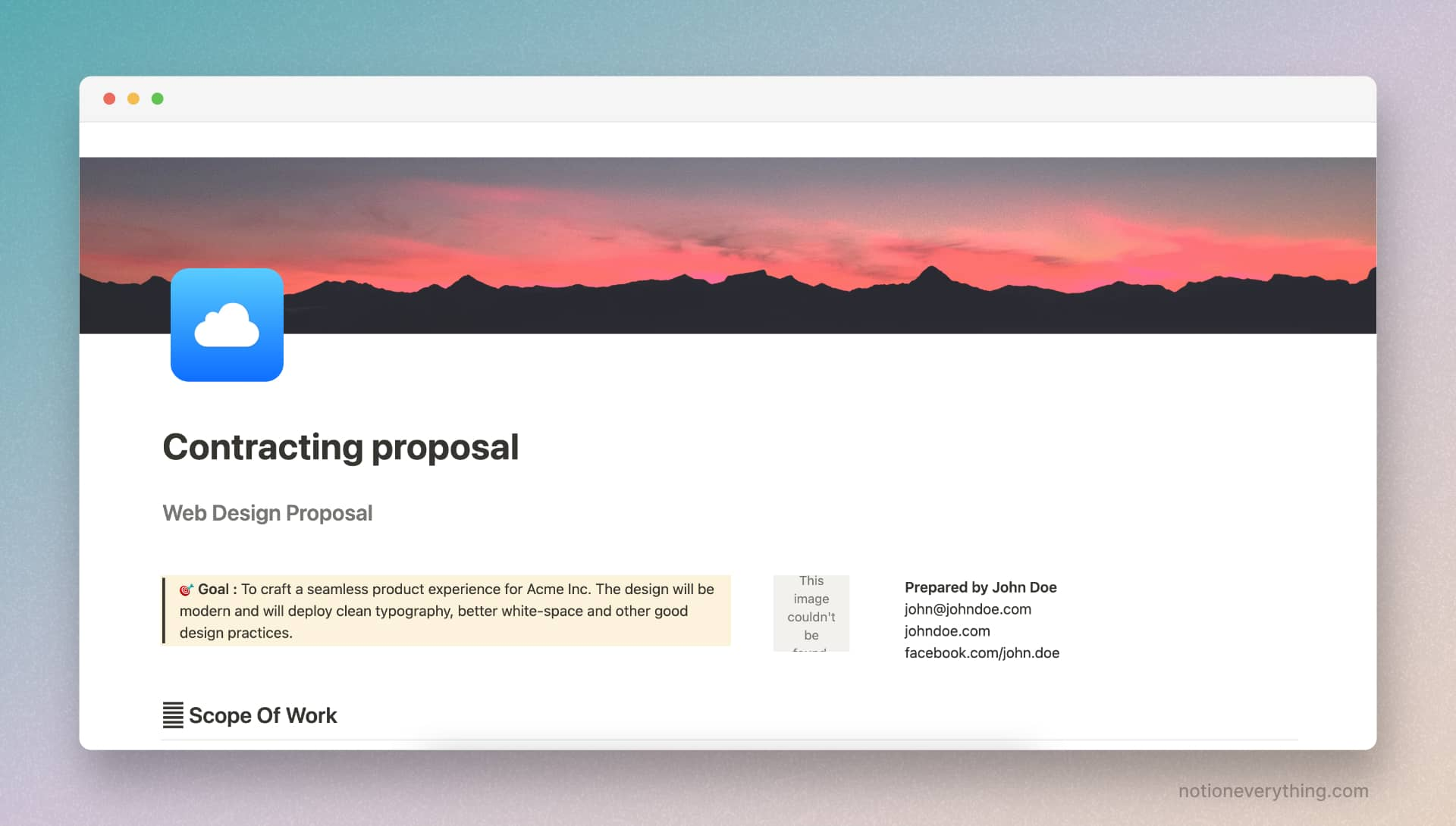 Contracting proposal Notion template