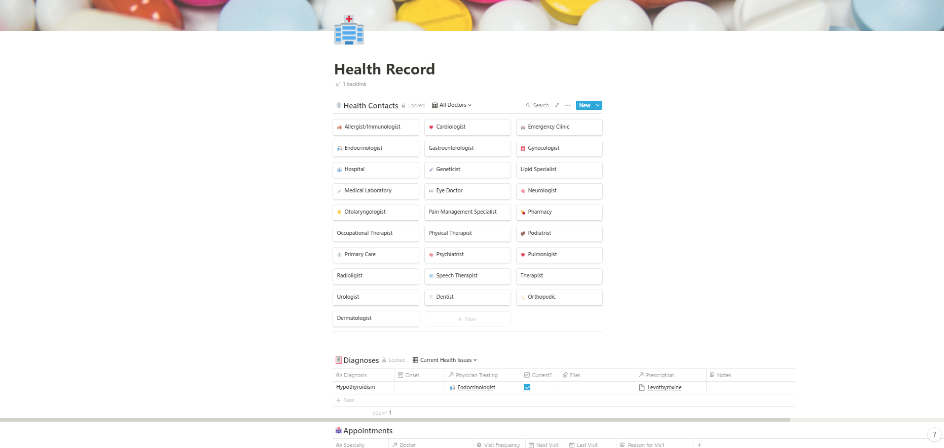 Health Record Example Personal Health Record | Notion Everything