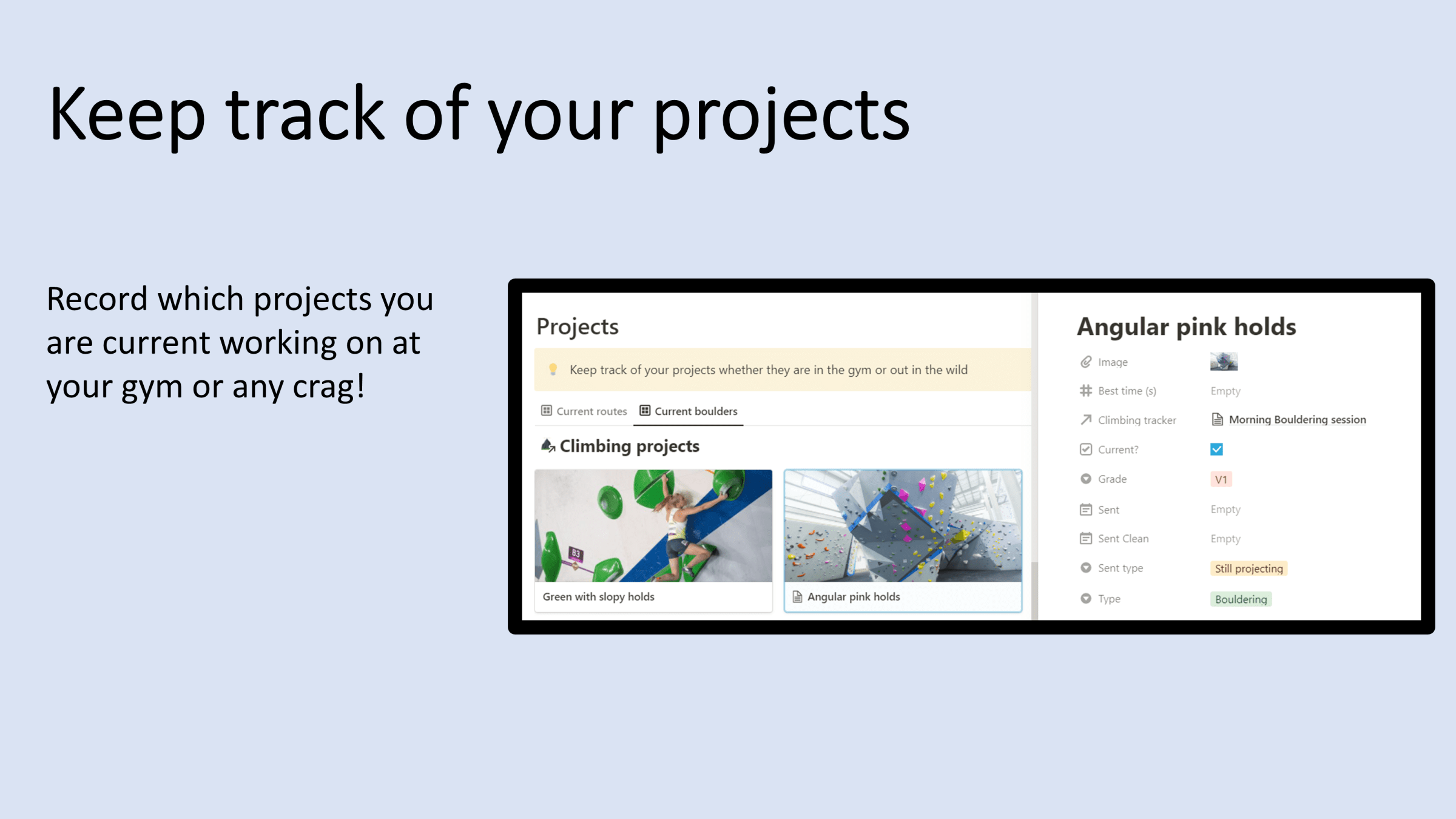 Climbing training tracker Notion Everything