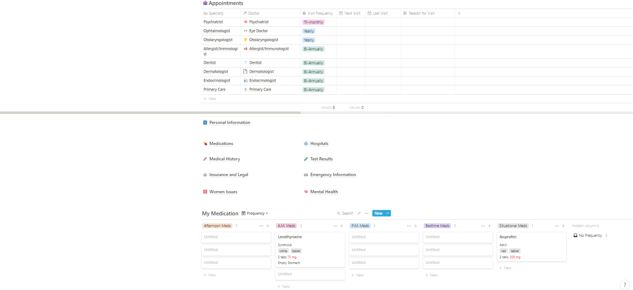 Personal health record notion everything