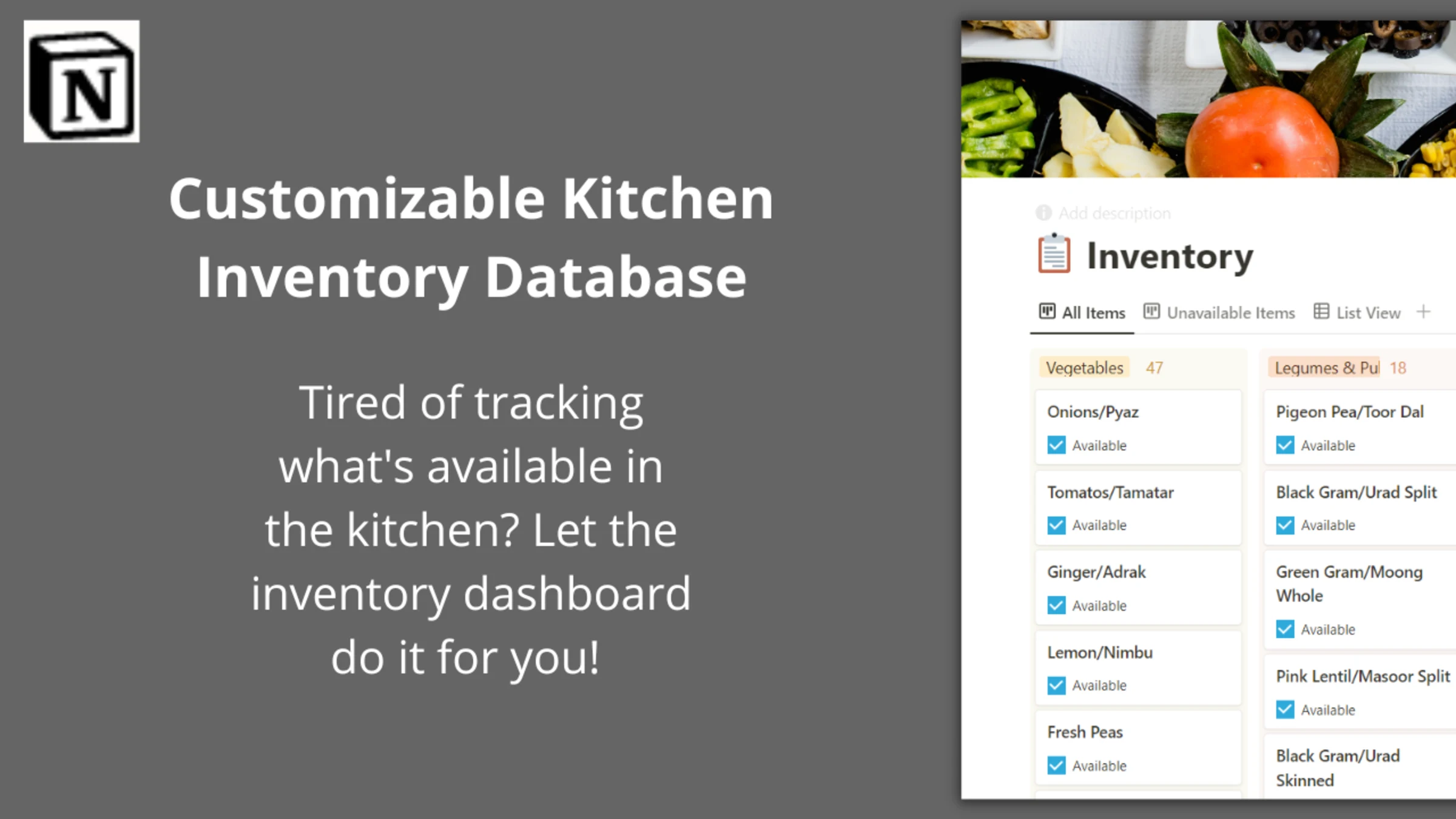Kitchen Inventory Management & Meal Planning Notion Template Notion