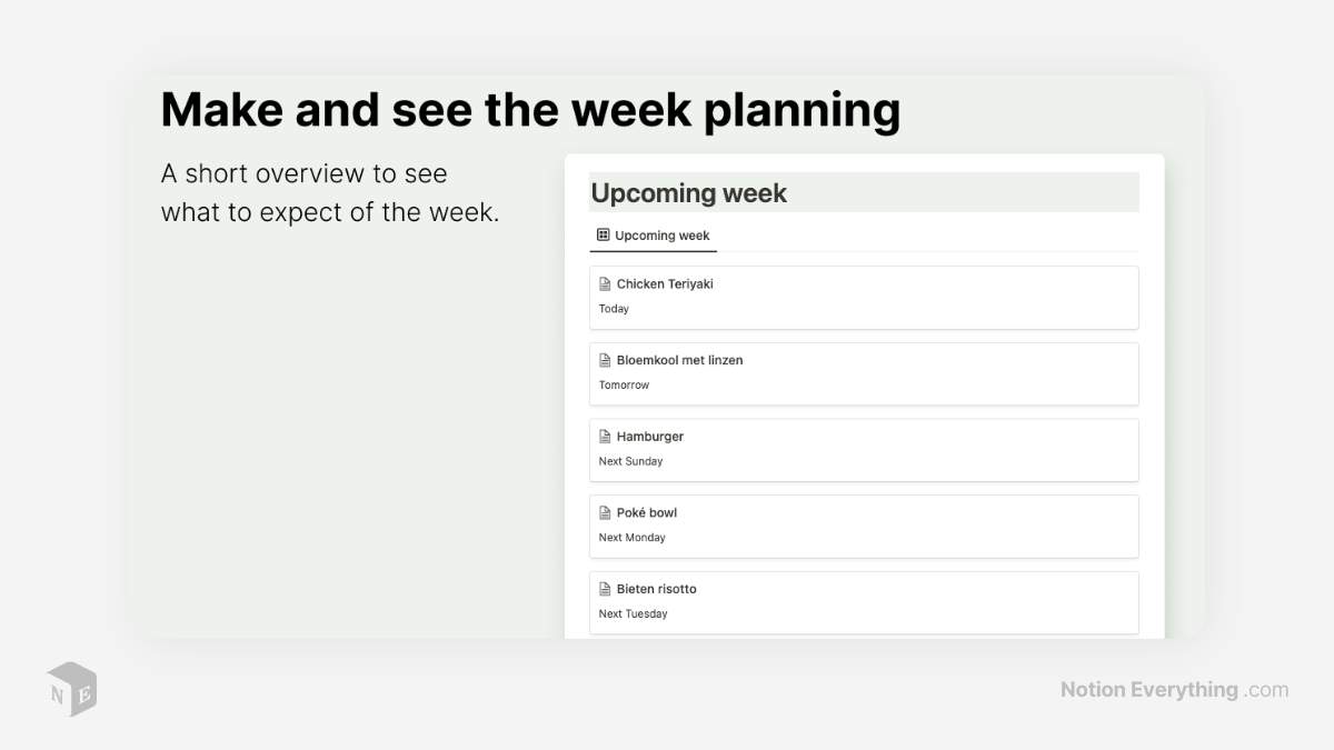 Notion Food Planner Notion Template