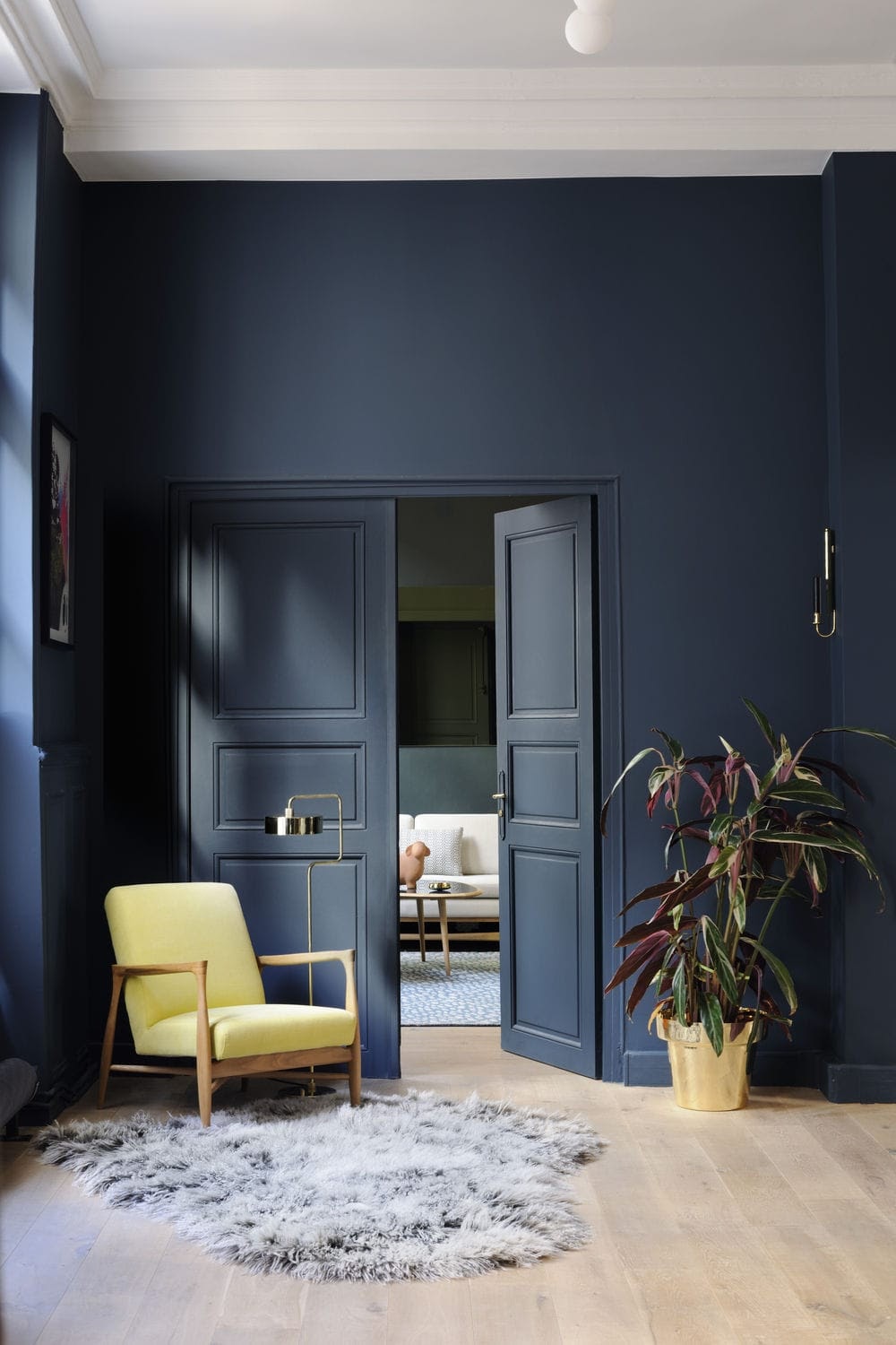 sala parede azul