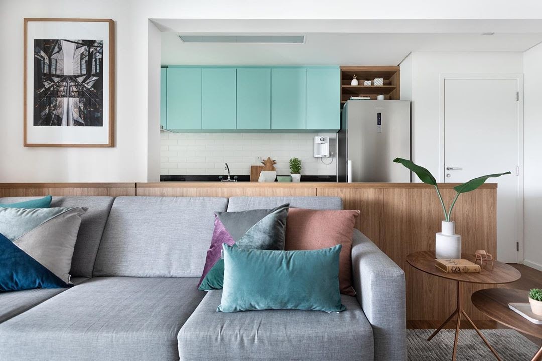 cozinha e sala integrada apartamento pequeno