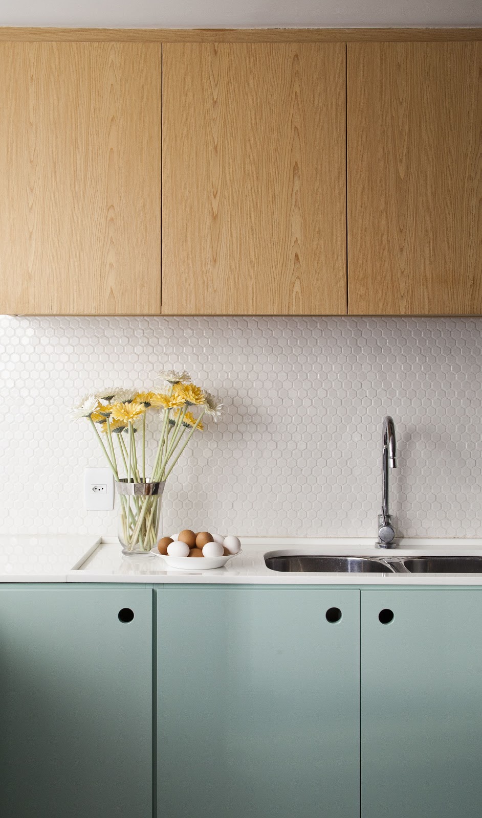 cozinha pastilha revestimento hexagonal branco