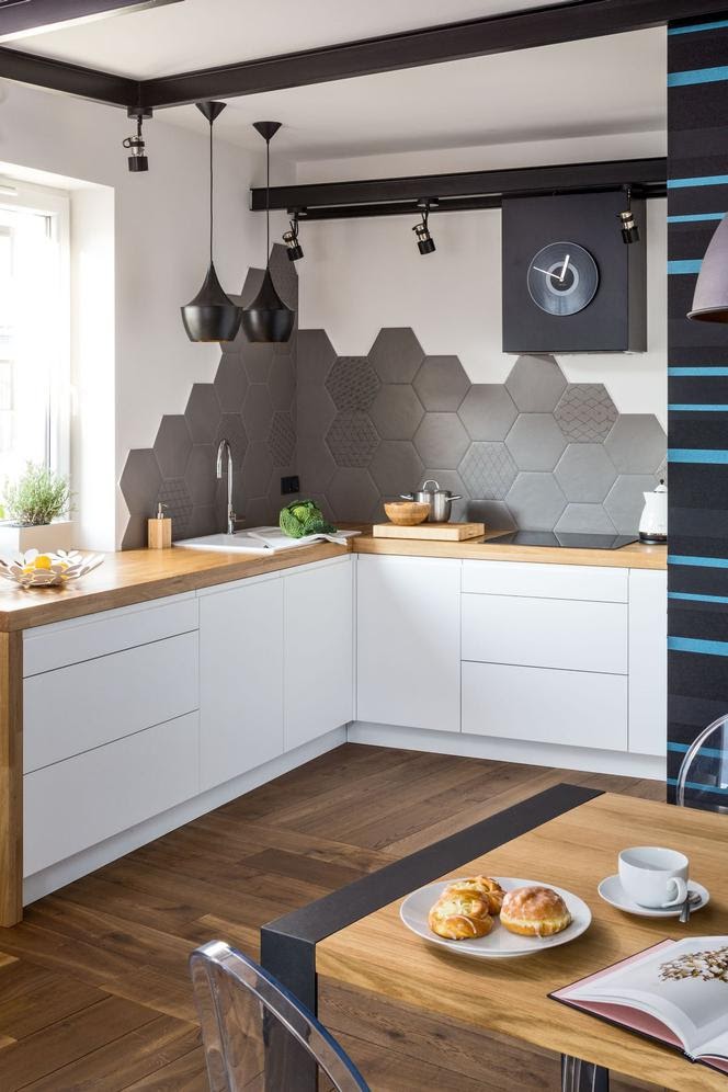 cozinha revestimento hexagonal na parede