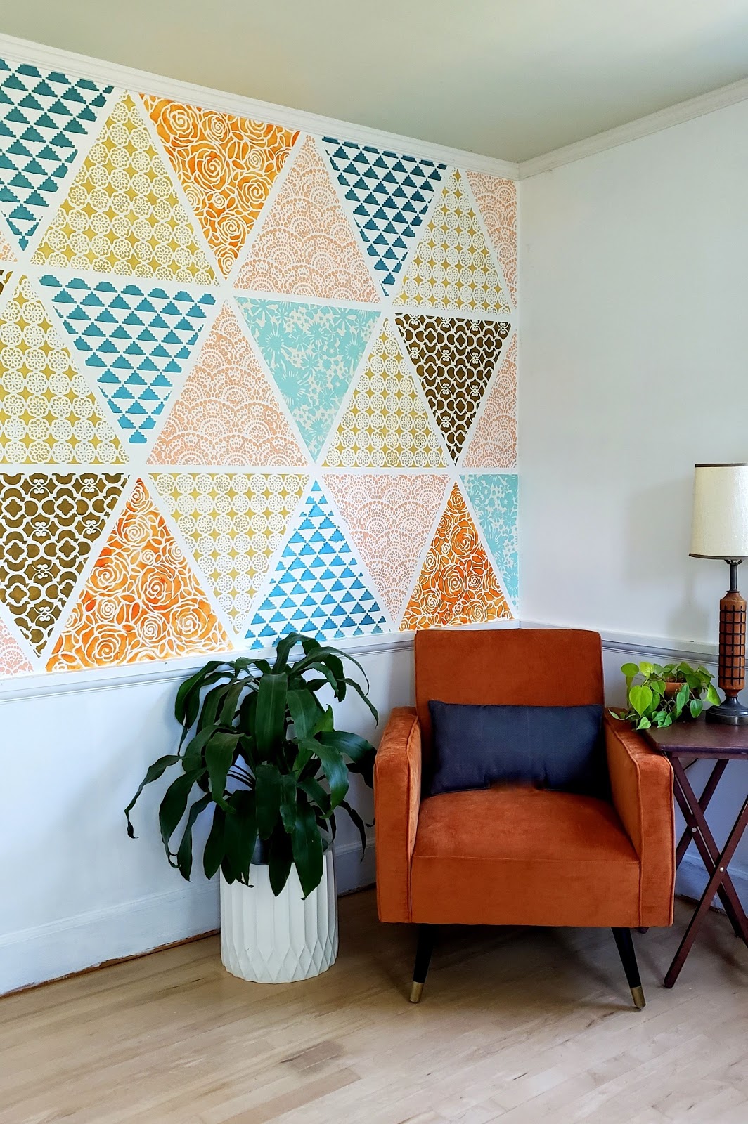 sala parede em patchwork