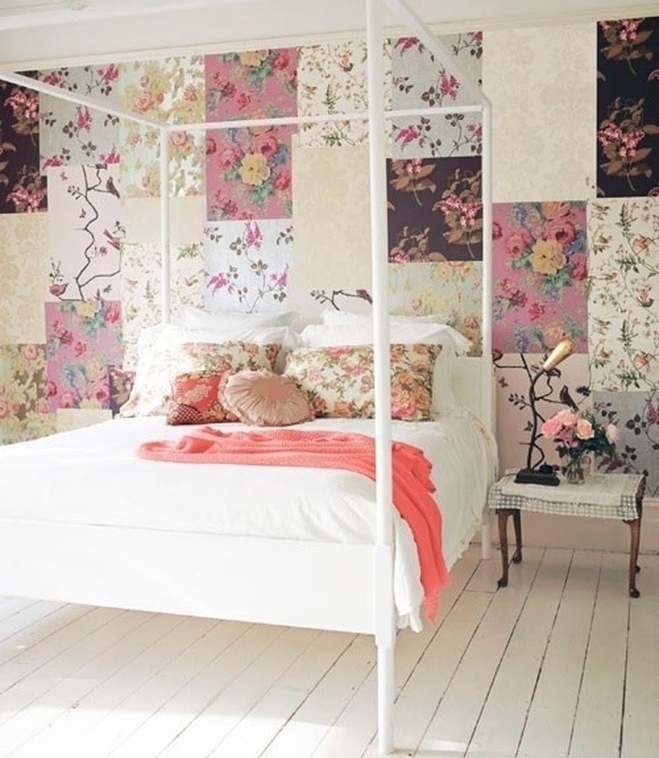 quarto de casal parede em patchwork