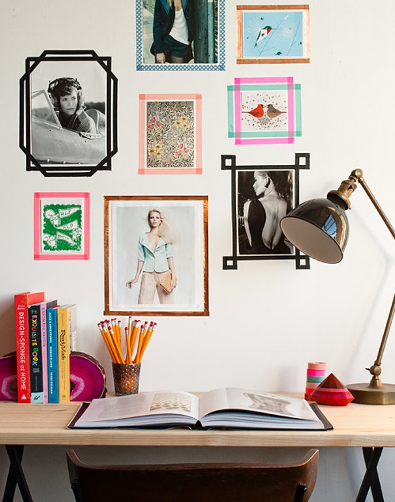home office parede molduras com fita adesiva