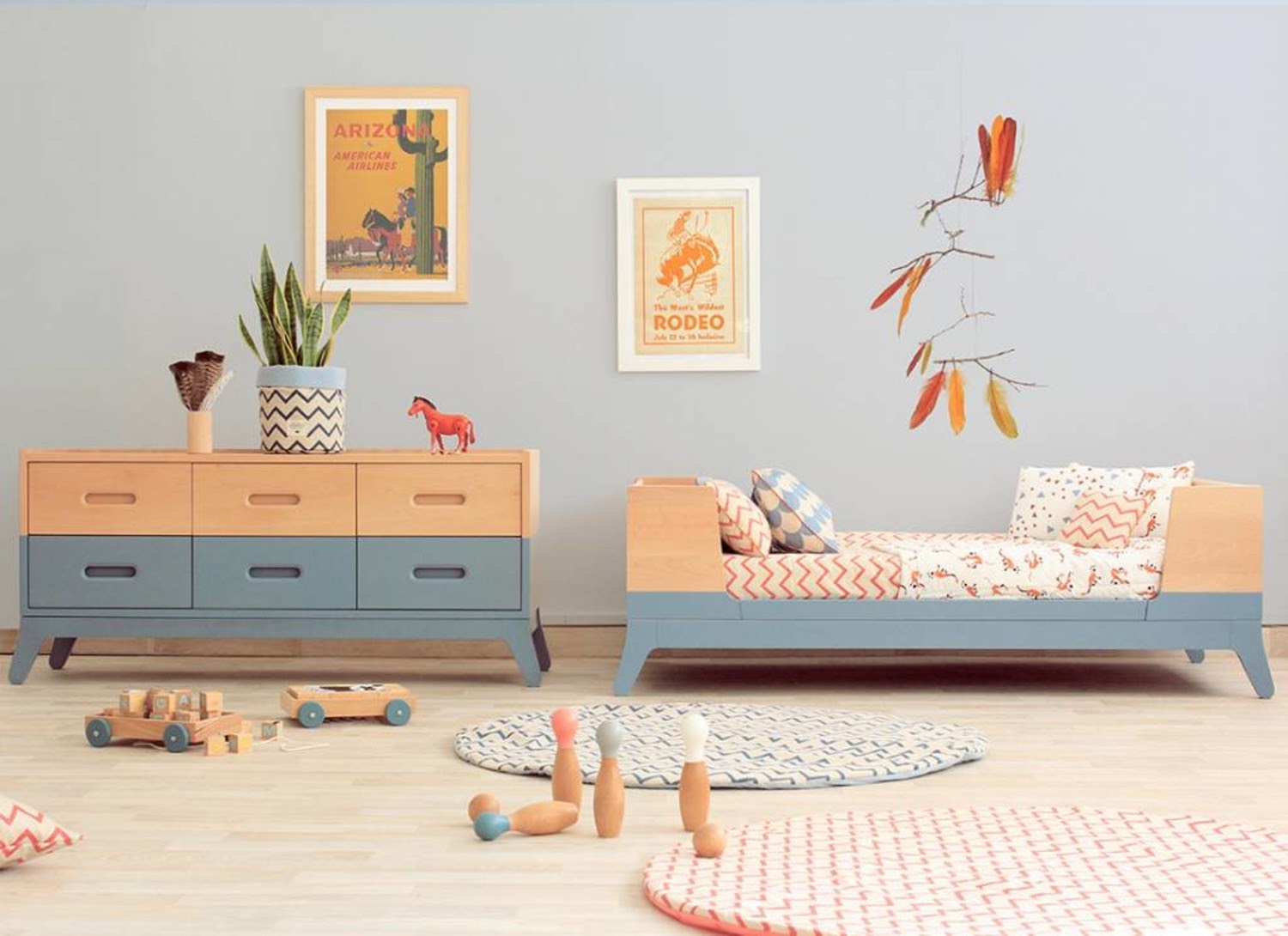 quarto bebê menino montessoriano