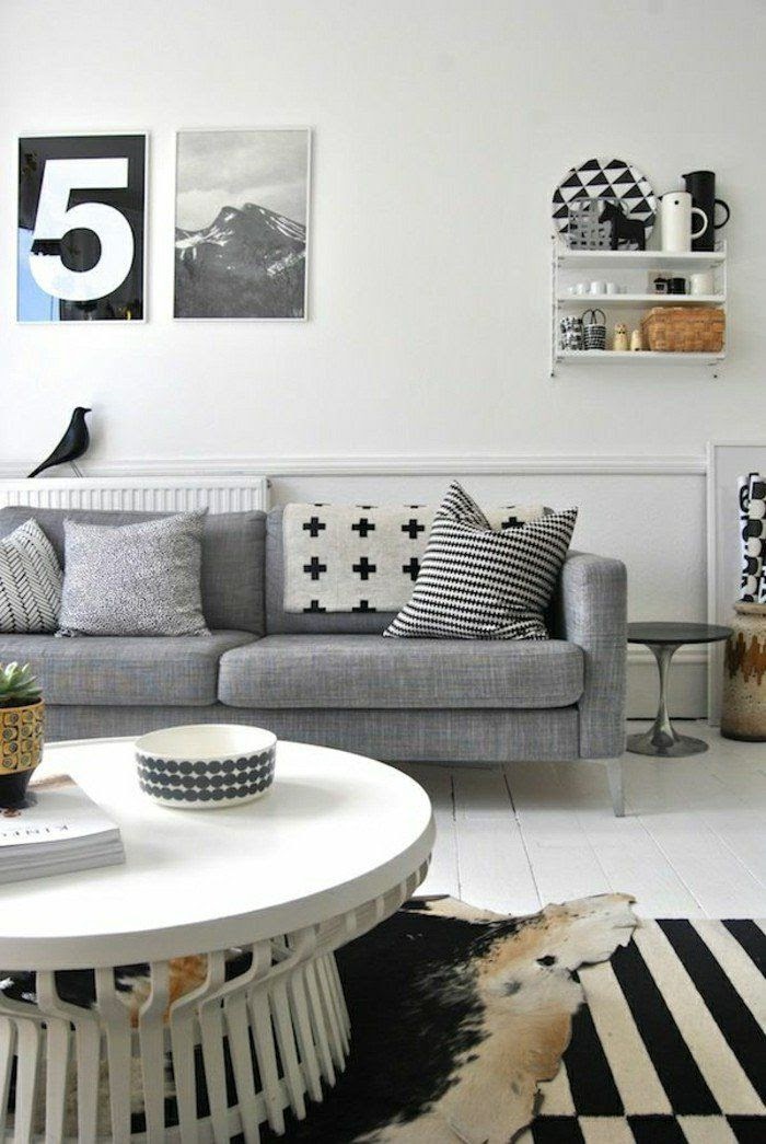 sala de estar preto e branco