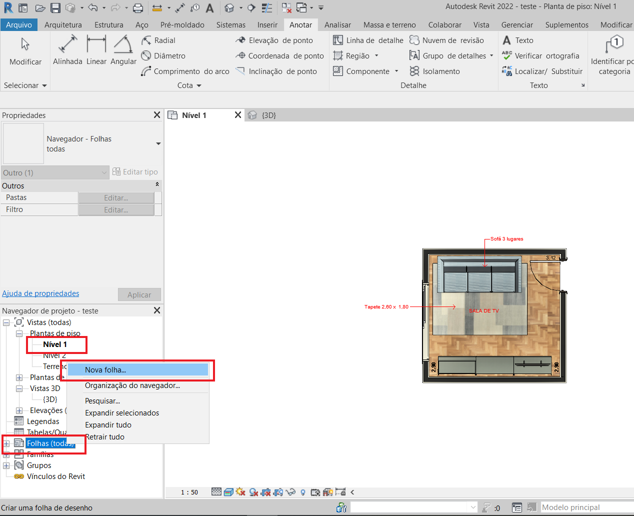 planta humanizada no Revit