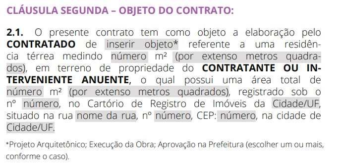 contrato de arquitetura