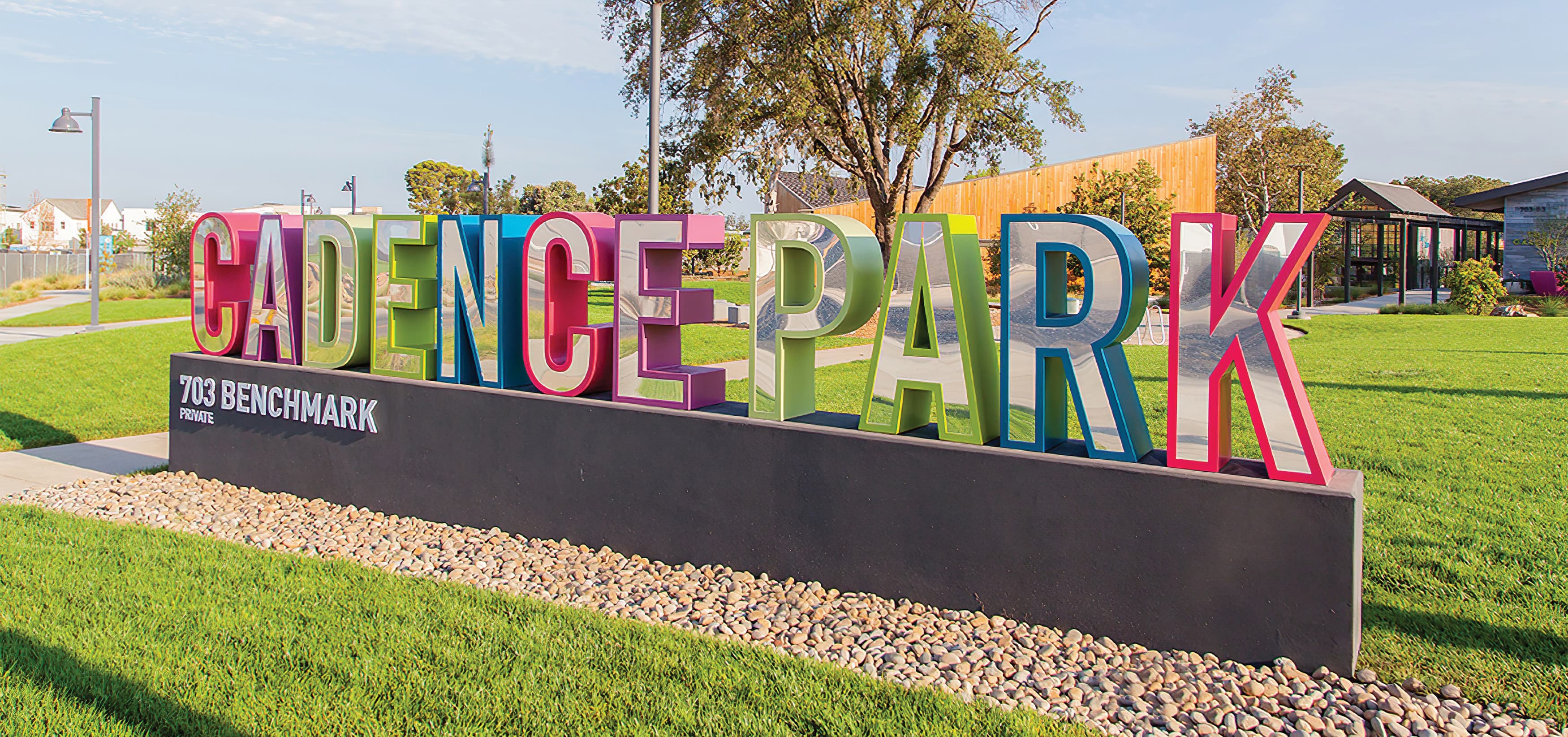 Cadence Park, a park within the Great Park Neighborhood in Irvine, California. RSM Design prepared Wayfinding Signage and Environmental Graphics. Signage Design. Monument Signage.