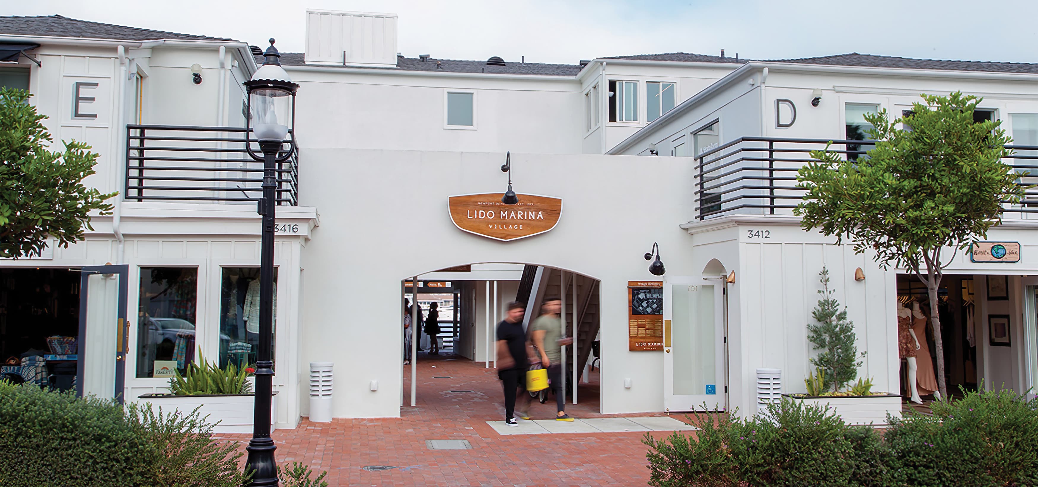 Lido Marina Village Newport Beach wooden project identity signage