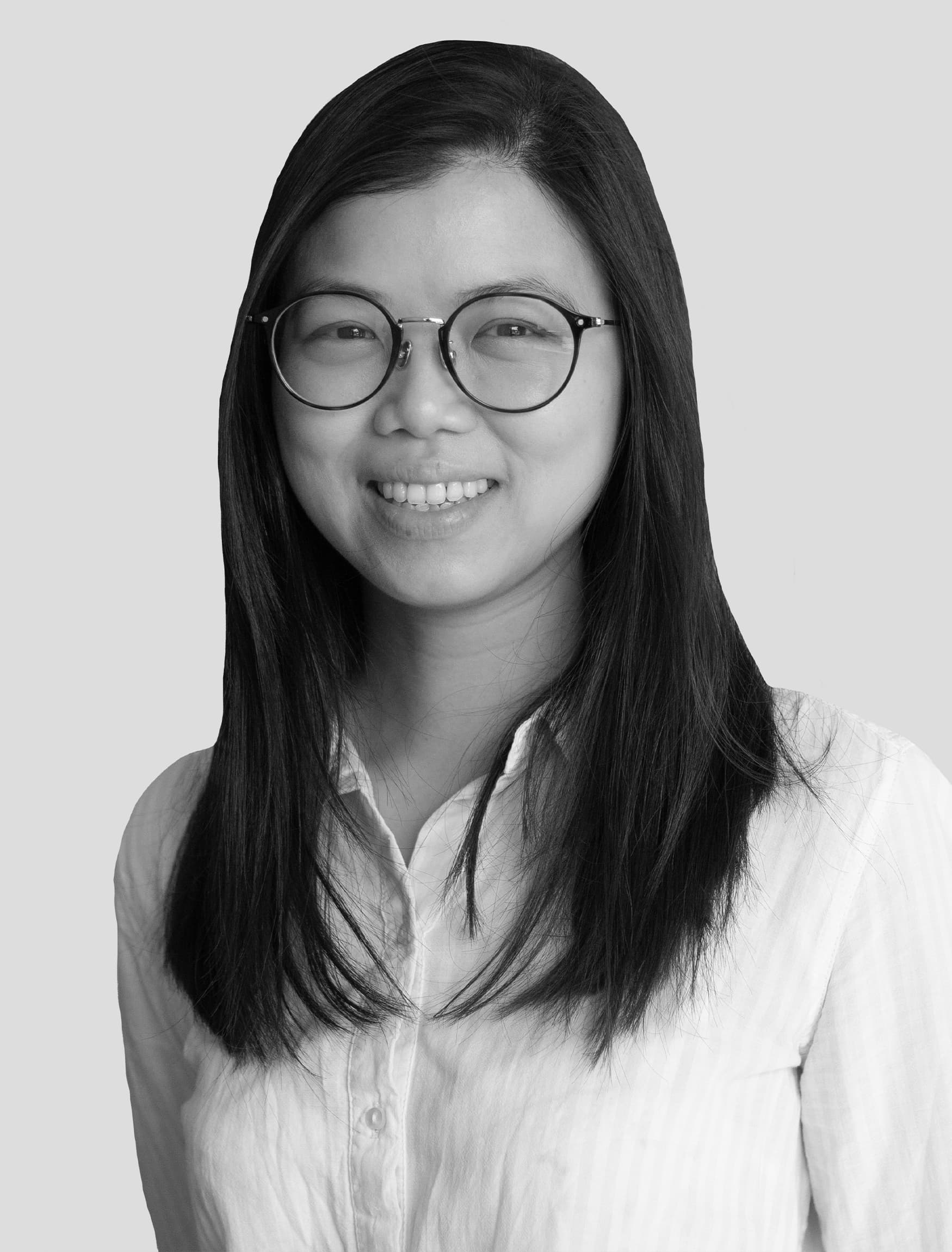 Black and white headshot image of Venus Chan designer.