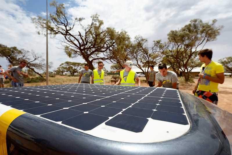 A closer look of the solar powered roof at the Stella world solar challenge