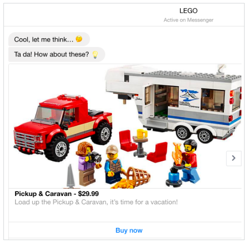 LEGO chatbot features