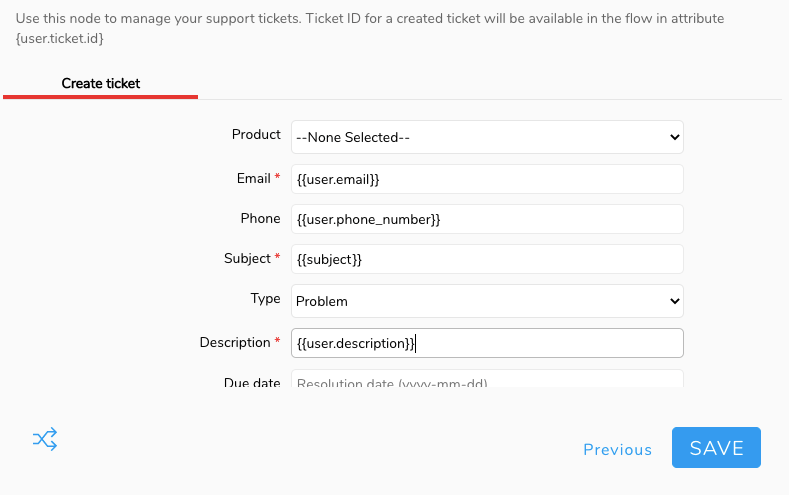 Ticket creation on Engatis platform