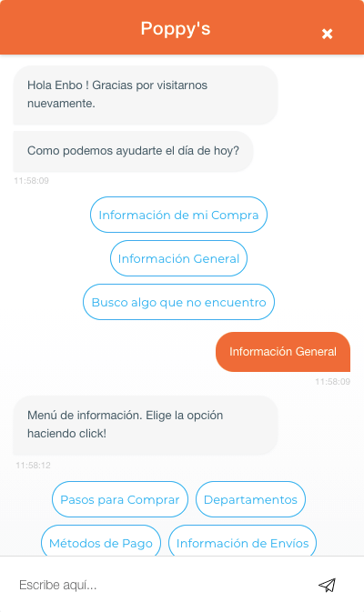 Poppy's using Engati's retail chatbot