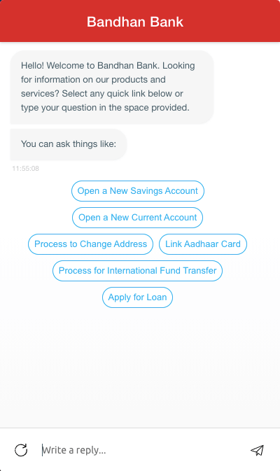 Bandhan bank using Engati chatbot