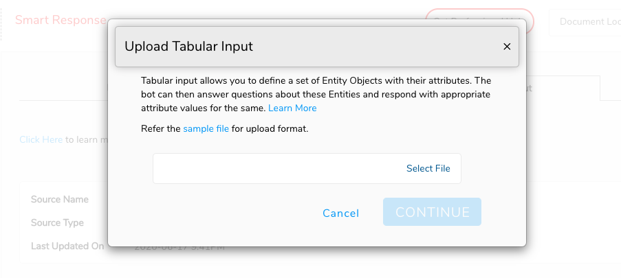 upload Tabular Input