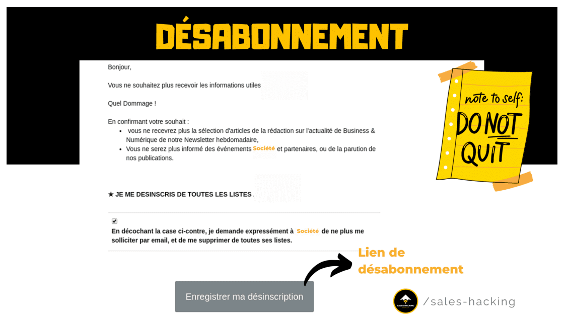lien de désabonnement