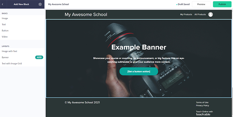 Exemple de pages de cours sur Teachable