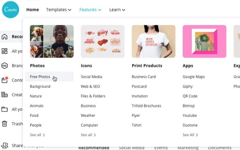 Outil Canva : Interface