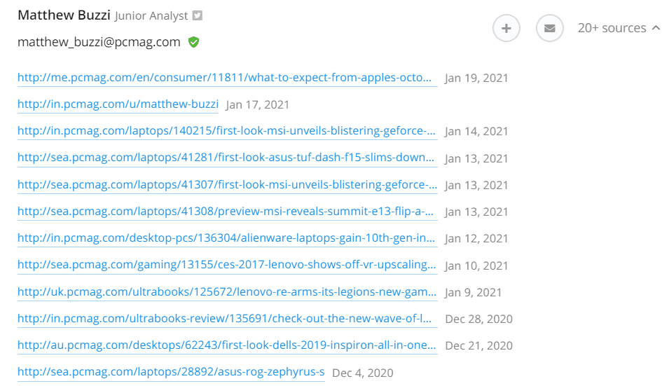 Hunter Email Sources