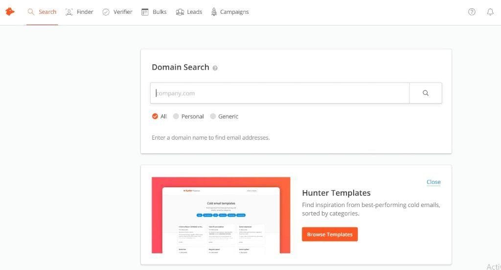 Interface Hunter.io