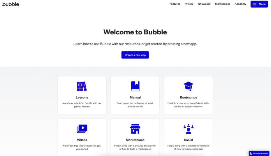 Page d'Accueil de Bubble io