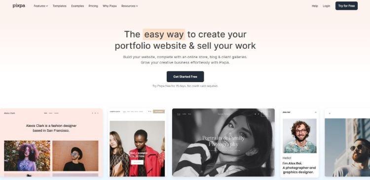 pixpa homepage