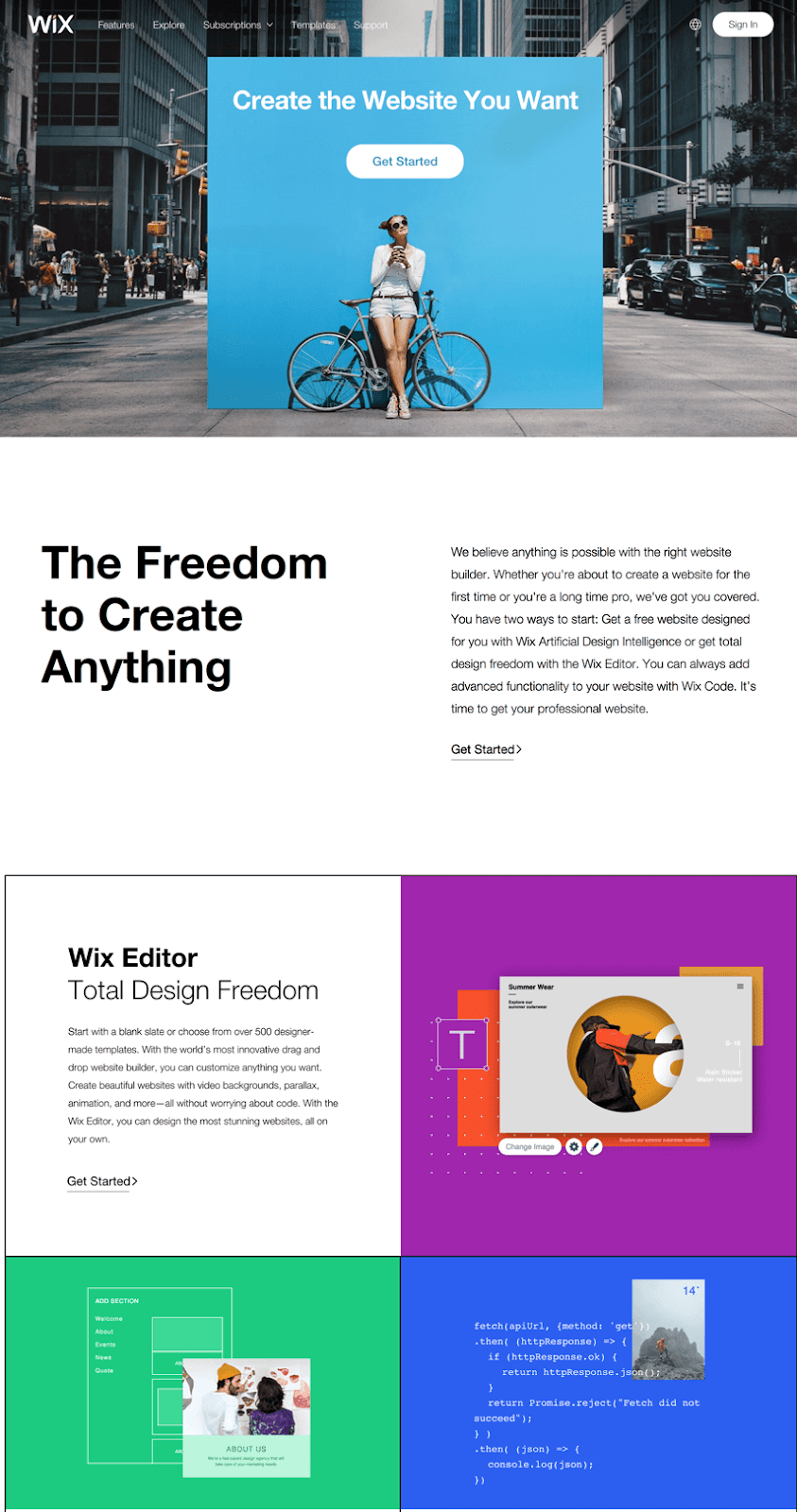 wix homepage
