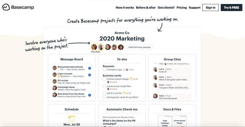 BaseCamp online project management tool