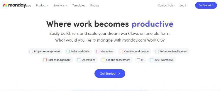 monday.com homepage