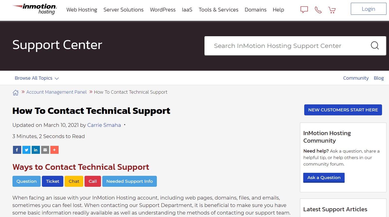 Inmotion hosting Support Center