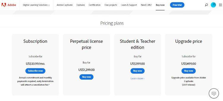 adobe captivate pricing