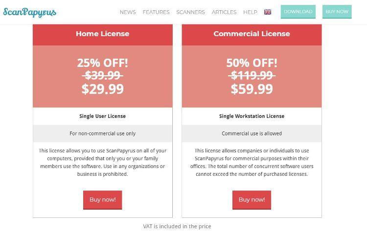 ScanPapyrus pricing